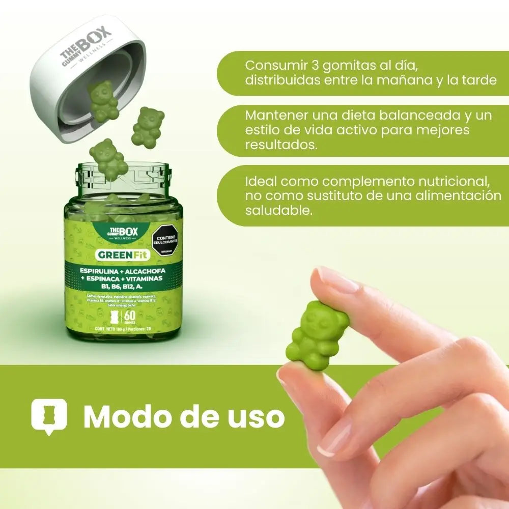 Espirulina, alcachofa, espinaca y vitaminas en gomitas 💚