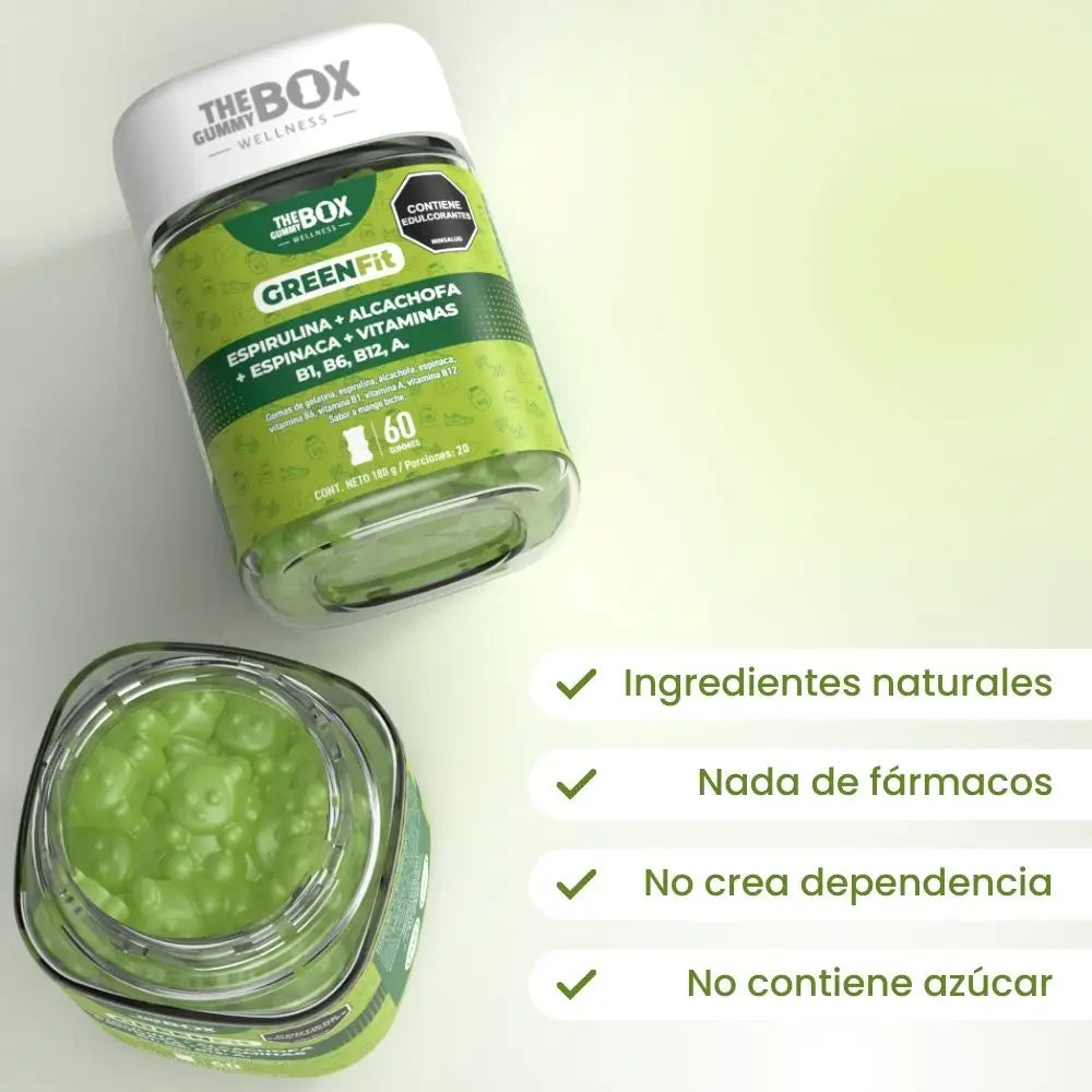 Espirulina, alcachofa, espinaca y vitaminas en gomitas 💚